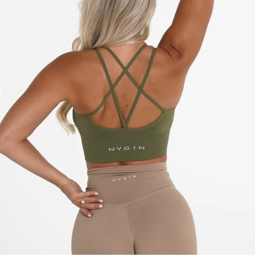 NVGTN Khaki Green Flourish Seamless Bra